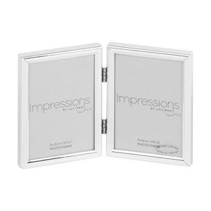 image of Impressions Silver Plated Double Photo Frame - 3.5" x 5"