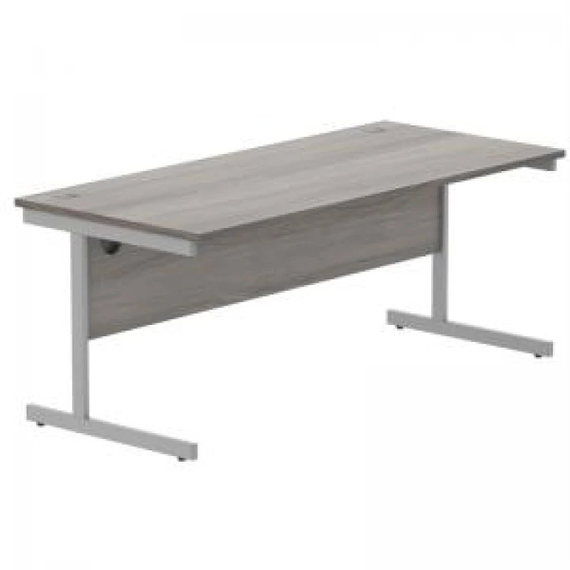 Image of Astin Rectangular Single Upright Cantilever Desk 1800x800x730mm Grey Oak/Silver KF800040