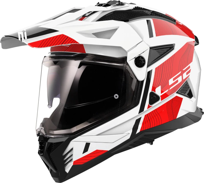 Image of LS2 MX702 Pioneer II Hill White Red Adventure Helmet Size L