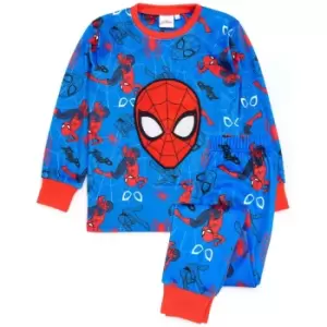 Image of Spider-Man Childrens/Kids Fleece Long Pyjama Set (4-5 Years) (Blue/Red)