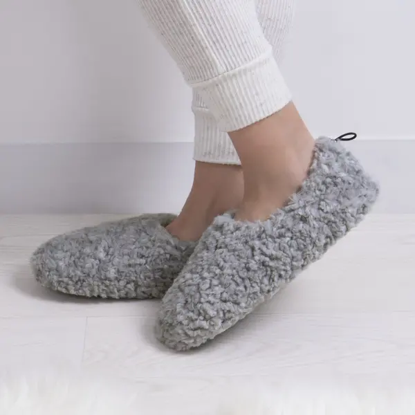 image of totes Faux Fur Grey Full Back Slippers Grey