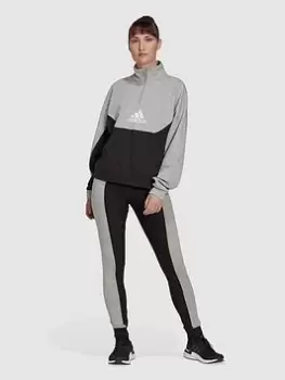 Image of adidas Halfzip & Legging Tracksuit, Black, Size 2Xs, Women