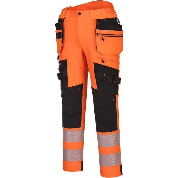 Image of Portwest DX4 Hi Vis Detachable Holster Pocket Trousers DX442OBR30 Colour: Orange / Black