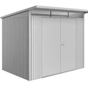 image of Biohort AvantGarde Double Door Metal Garden Shed 8ft5 x 7ft2 A5 - Metallic Silver