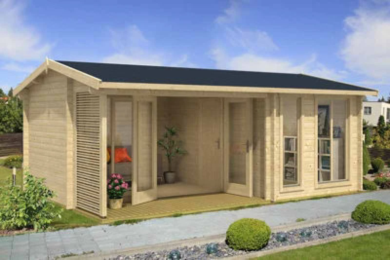 Image of Lasita Maja Montrose 44-Log Cabin, Wooden Garden Room, Timber Summerhouse, Home Office - L615 X W429.7 X H250.8 Cm