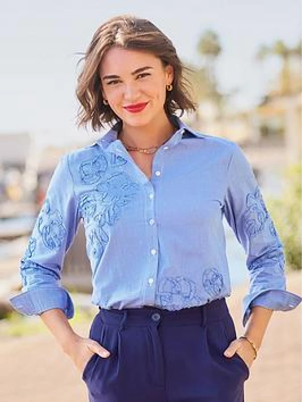 Image of Joe Browns JB Rebecca Applique Shirt Blue - Joe Browns - Size: 12 Blue Female 12 PQ20402