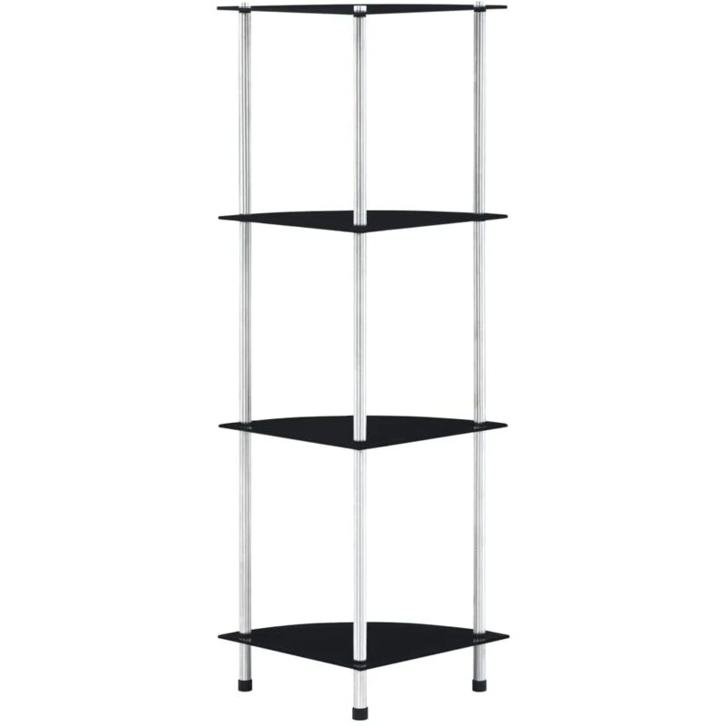 Image of vidaXL 4-Tier Shelf Tempered Glass 30x30x100cm Bookshelf Storage Showcase