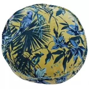 image of Amazon Jungle Round Botanical Cushion Teal, Teal / 50 x 12cm / Cover Only