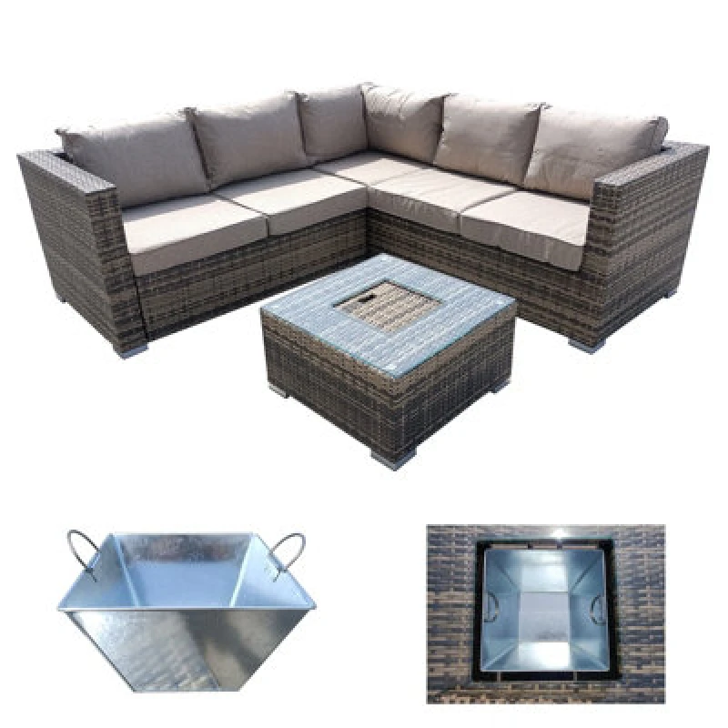 Image of FURNITURE ONE Furniture One - Rattan 9 Seater Modular Outdoor Garden Sofa - Mix Brown - Mix Brown 1x2001-2x2002-1x2003-1x2004-B