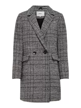 Image of ONLY Checked Wool Coat Women White