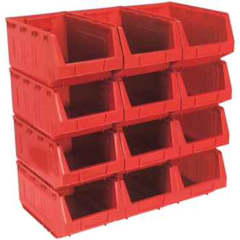 image of Sealey Plastic Storage Bin 209 x 356 x 164mm RED Pack of 12