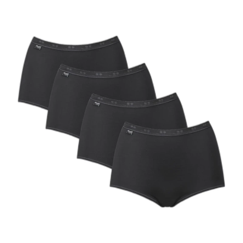 Image of Sloggi Pack of 4 Basic Maxi Knickers Black Women 32;30;28;26;24;22;20;18;16;14;12