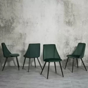 Image of X2 Green Lule Velvet Dining Chairs with Black Legs Modern Home