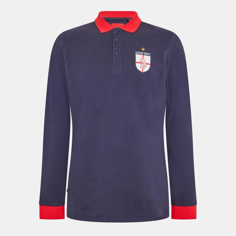 Image of Luke Mens Bobbys Long-Sleeve Polo Shirt Navy male 2X Large