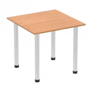 Image of Impulse 800mm Square Table Oak Top Aluminium Post Leg I003628