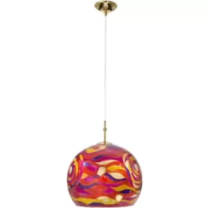 image of 14kolarz - LUNA 24-carat gold designer pendant light, 1 bulb, aqua red shade