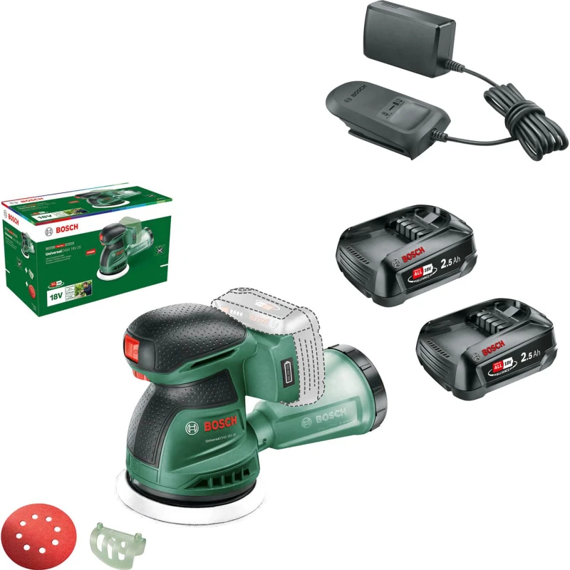 Image of Bosch UNIVERSALORBIT 18V-20 P4A 18v Cordless Disc Sander 125mm 06033E4100 Batteries: 2 x 2.5ah Li-ion
