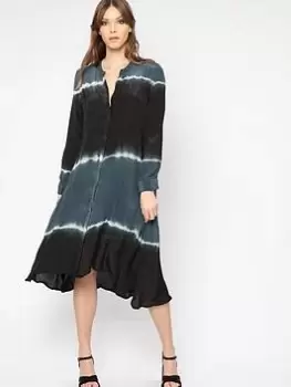 Image of Religion A Line Midi Tie Dye Shirt Dress- Multi, Size 12, Women
