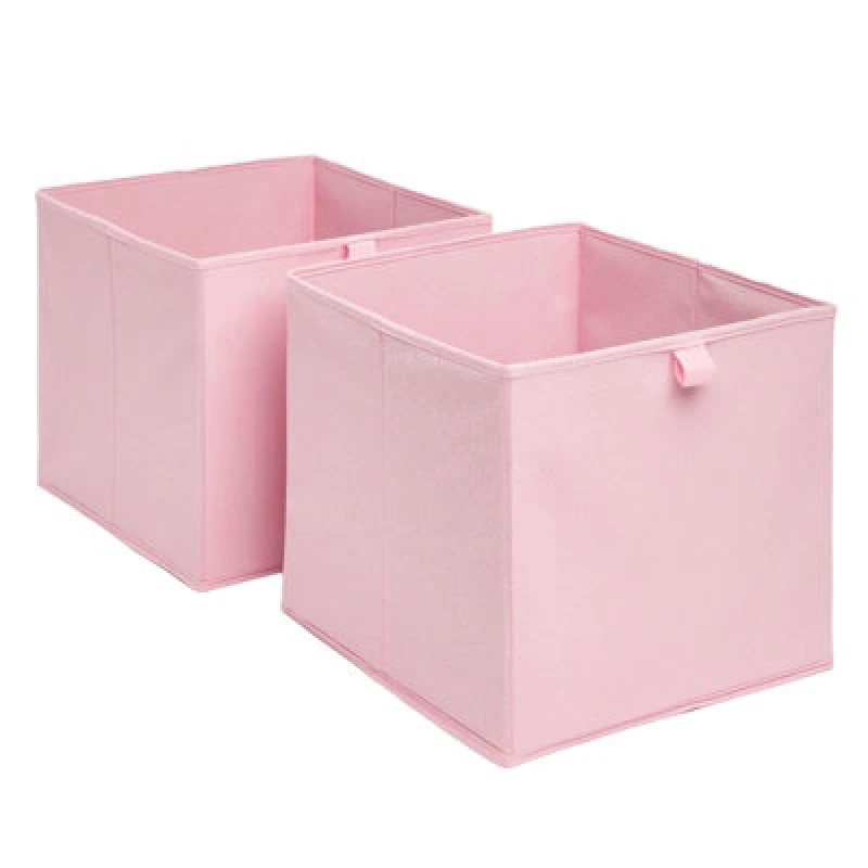 Image of OHS OHS Pack of 2 Plain Folding Cube Storage Boxes in Light Pink Light Pink One Size Unisex 5027434143184