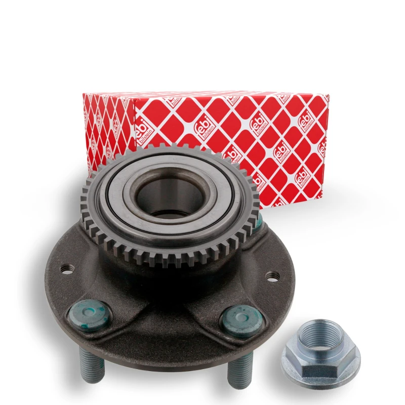 Image of FEBI BILSTEIN 32685 Wheel bearing kit with axle nut, Rear Axle Right, with wheel hub Wheel Bearing Kit (654)