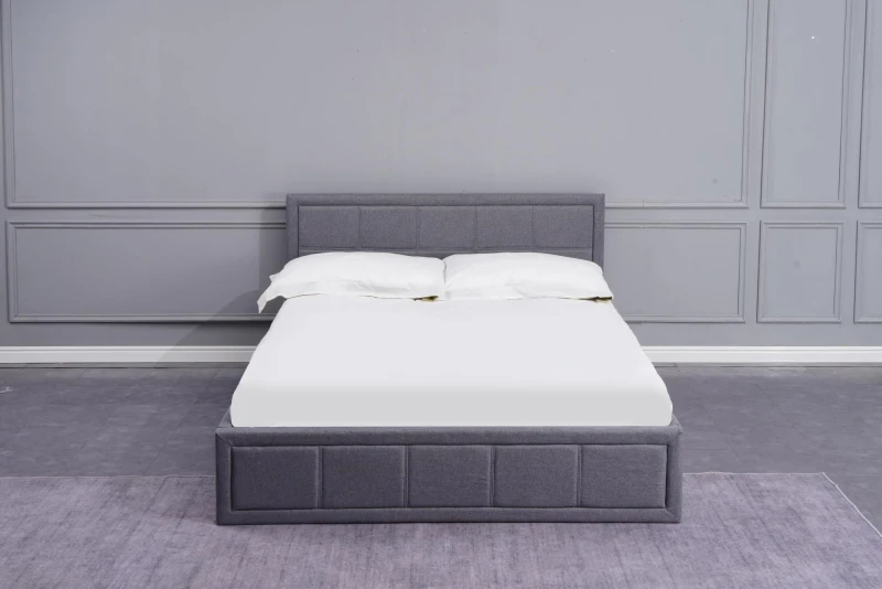 Image of KOSY KOALA Grey Upholstered Storage Ottoman Bed With 3ft Single Memory Foam Mattress Dark Grey