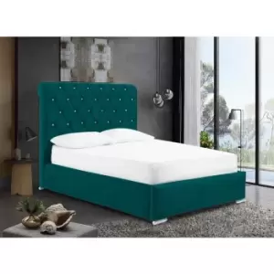 Image of Envisage Trade - Meripa Upholstered Beds - Plush Velvet, King Size Frame, Green - Green