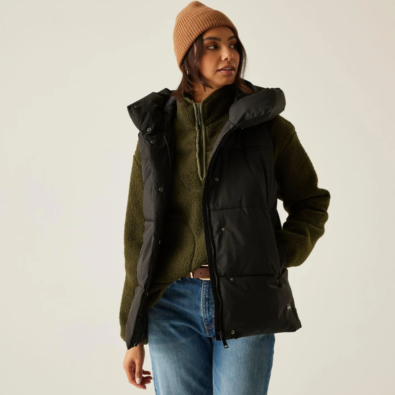 Image of Womens sleeveless hooded down jacket Regatta Kelse Noir Female 46