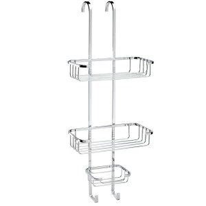 Image of Croydex 3-Tier Corner Shower Basket - Chrome