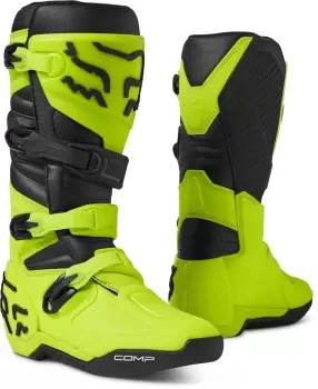 Image of FOX Comp Motocross Boots, black-yellow, Size 43, black-yellow, Size 43