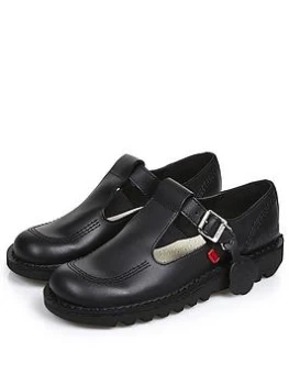 image of Kickers Kick Lo Aztec Leather Flat Shoe - Black, Size 4, Women