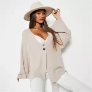 Image of I Saw It First Recycled Blend Wide Sleeve Oversized Cosy Knit Cardigan Co-Ord - Brown