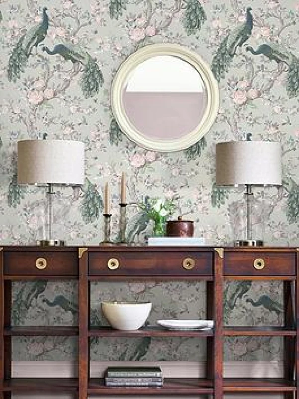 Image of Laura Ashley Belvedere Sage Green Wallpaper Wallpaper One Size Green 42156615000