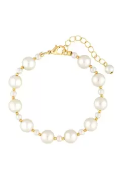 Image of Cream Pearl And Gold Bead Bracelet