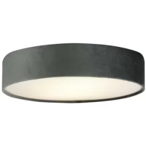 image of Searchlight Drum Pleat 3 Light Velvet Flush, Grey Shade