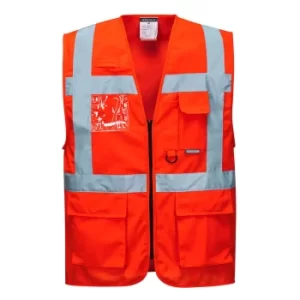 Image of Portwest Berlin Zip Front Class 2 Hi Vis Waistcoat Red 3XL