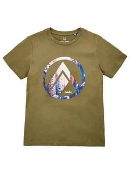 image of Jack & Jones Junior Boys Circle Print Short Sleeve T-Shirt - Dusty Olive, Dusty Olive, Size 10 Years