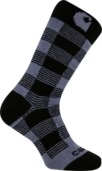 image of Carhartt Thermal Plaid Crew Ladies Socks, black-blue, Size M for Women