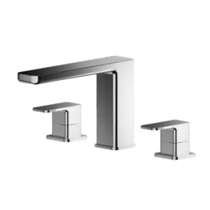 image of Nuie Windon Deck Mounted 3 Tap Hole Bath Filler - Chrome