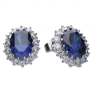 image of Diamonfire Silver Blue Zirconia Floral Shape Earrings E5586