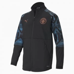 image of PUMA Man City Stadium Youth Football Jacket, Black/Light Blue, size X Small, Accessories