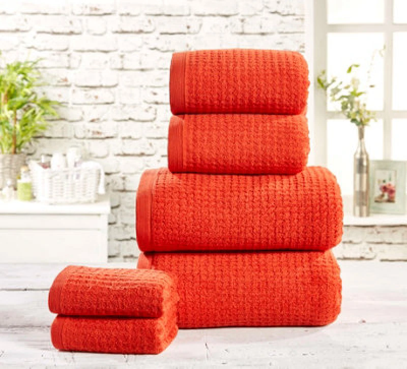 Image of Rapport Home Waffle Hand Towel Pure Cotton Chilli