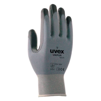 image of 6634 Unipur Palm-side Coated Grey/Black Gloves - Size 9