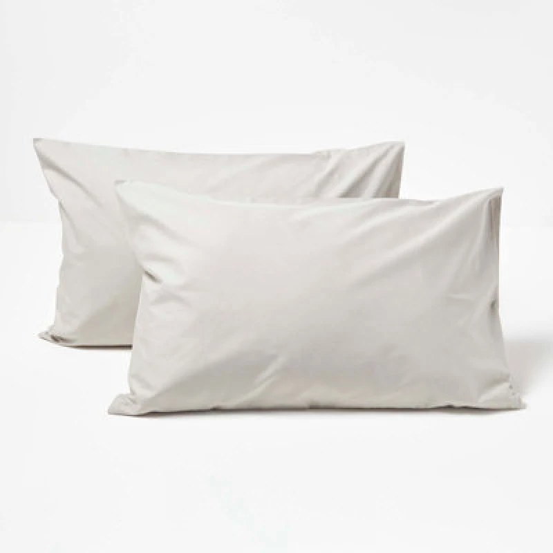 Image of Homescapes Cotton Kids Pillowcases 40 x 60cm 200 Thread Count, 2 Pack Grey