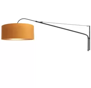 Image of Elegant Classy Wall Lamp with Shade Matt Black, Velvet Gold