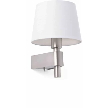 Faro Room - 1 Light Indoor Wall Lamp White, Satin Nickel, E27