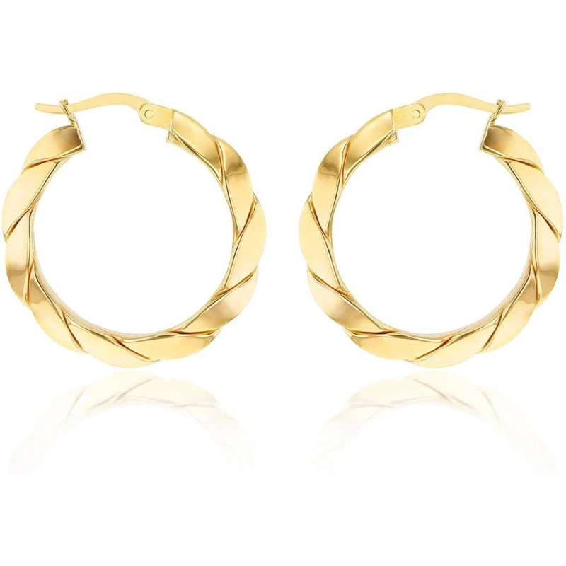 Image of Be You 9ct Gold Twisted Creole Earring Hoop Earrings One Size Gold 72953510000