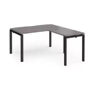 Image of Adapt desk 1400mm x 800mm with 800mm return desk - Black frame and grey oak top