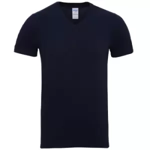 Gildan Mens Premium Cotton V Neck Short Sleeve T-Shirt (S) (Navy)