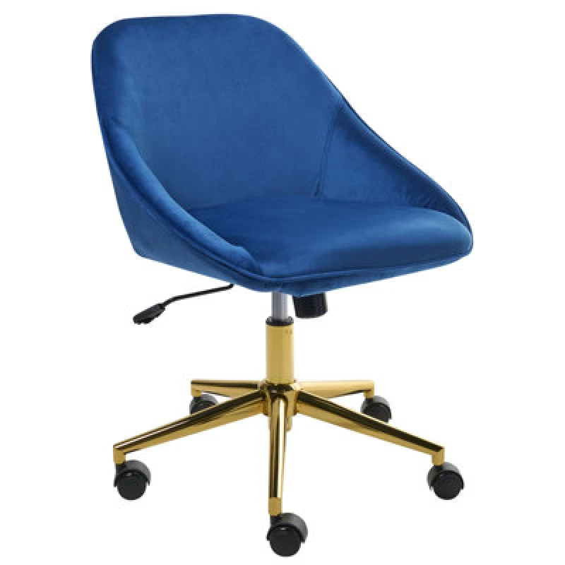 Image of Beliani Desk Chair Bardsdale Velvet Navy Blue