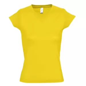 Image of SOLs Womens/Ladies Moon V Neck Short Sleeve T-Shirt (L) (Gold)